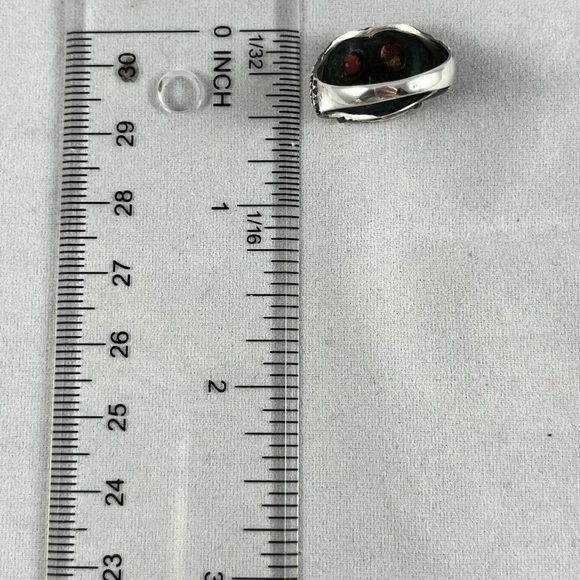 NEW Pink dahlia turquoise owl ring sterling silver - Picture 7 of 8